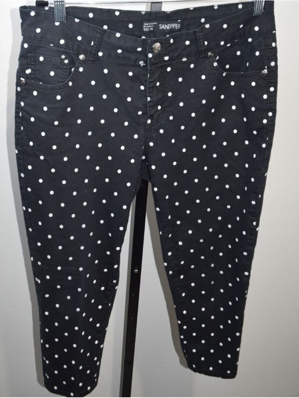 Sandpiper Black Polka Dot Skinny Jeans Size 14 Goth Whimsigoth